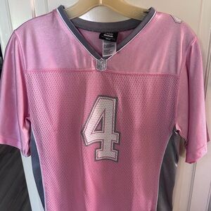 Brett Favre - Girls XL Reebok Pink and Gray #4 Football Jersey